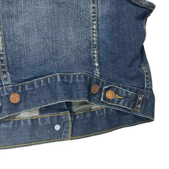 Levis Jean Jacket Denim Trucker Vest Small 90s Boho Indie Festival Cowgirl Y2K - Picture 11 of 16